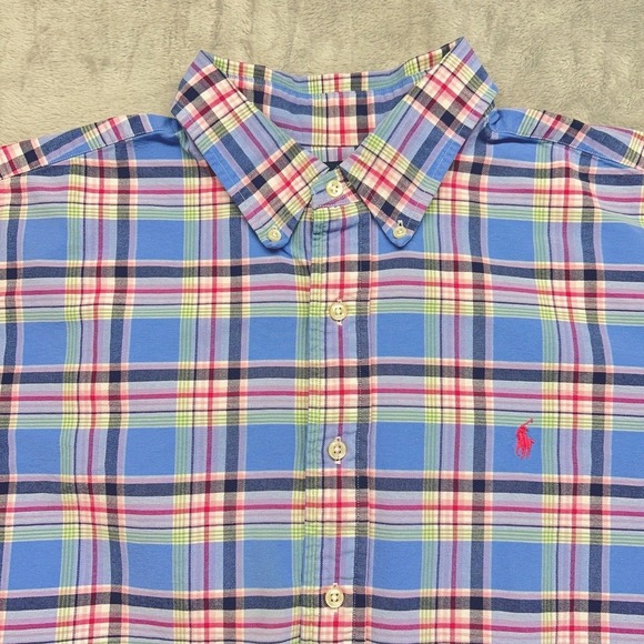 Polo Ralph Lauren Shirt Long Sleeve Men XL Multicolored Plaid Oxford Classic Fit - Picture 5 of 12